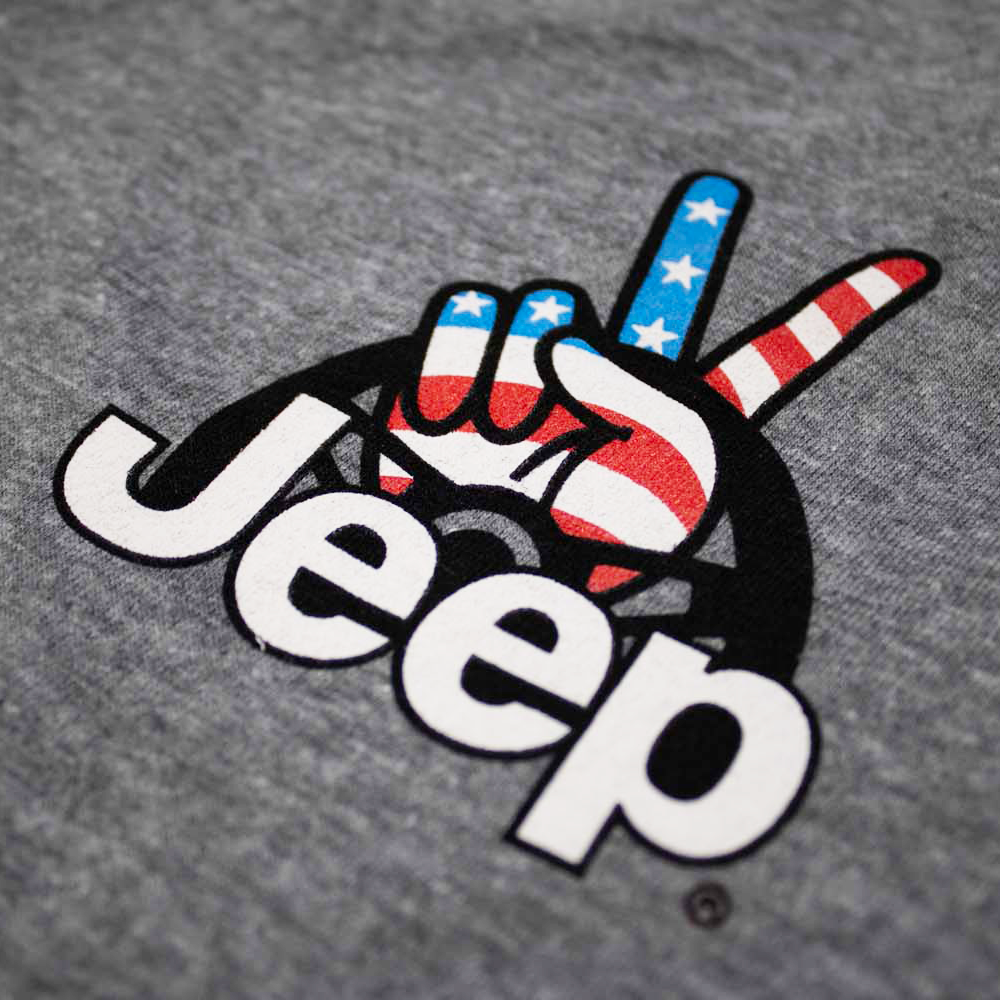 Ladies V-Neck Jeep® Wave USA - Graphite Heather: Heather Grey
