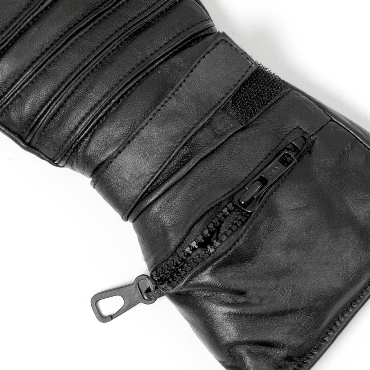 Hot Leathers GVM1001 Men's Black Leather Gauntlet Glove with Quilted Lining: BLK / M