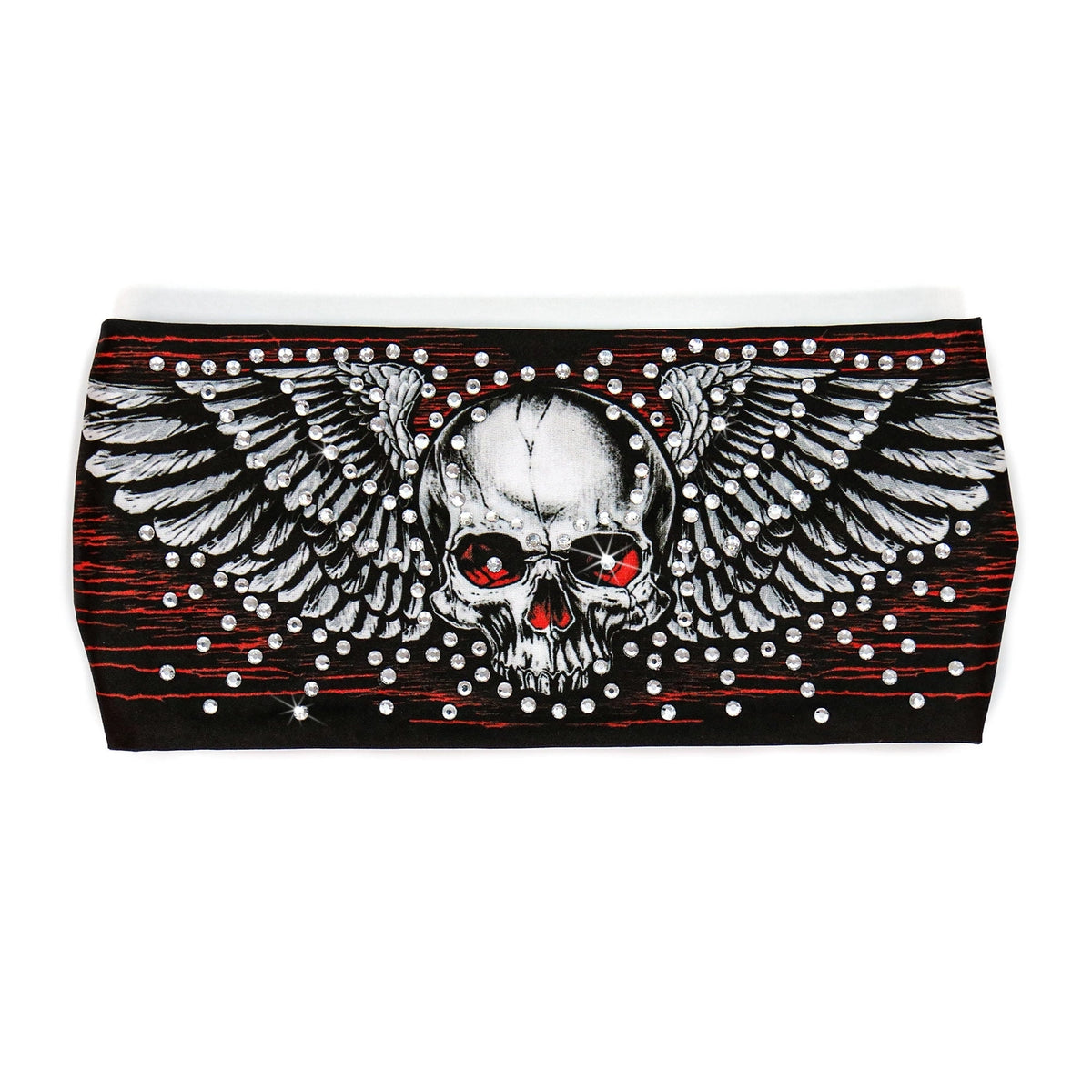 Hot Leathers Skull & Wings Rhinestone Headband