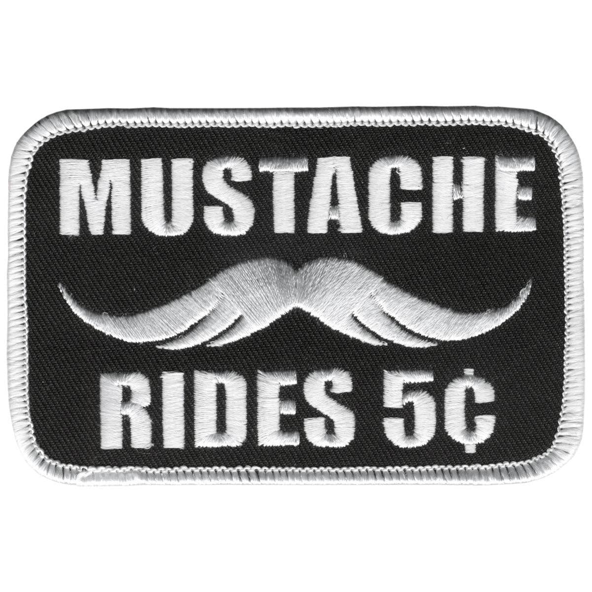 Hot Leathers Mustache Rides 4" x 3" Patch: BK/WH / 4W 3H