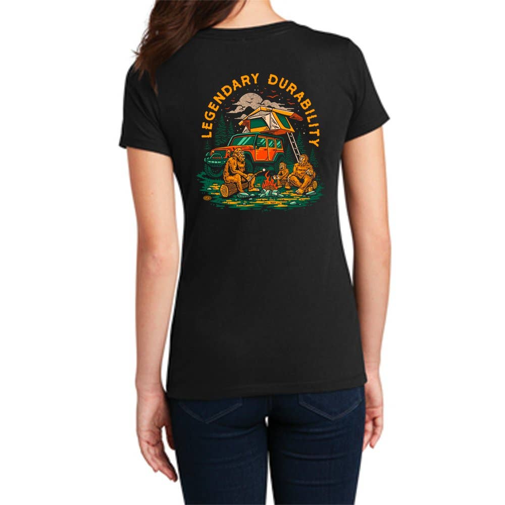 Ladies V-Neck - Jeep® Sasquatch Family: Black / XL