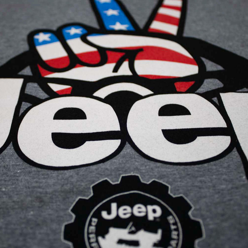 Ladies V-Neck Jeep® Wave USA - Graphite Heather: Heather Grey