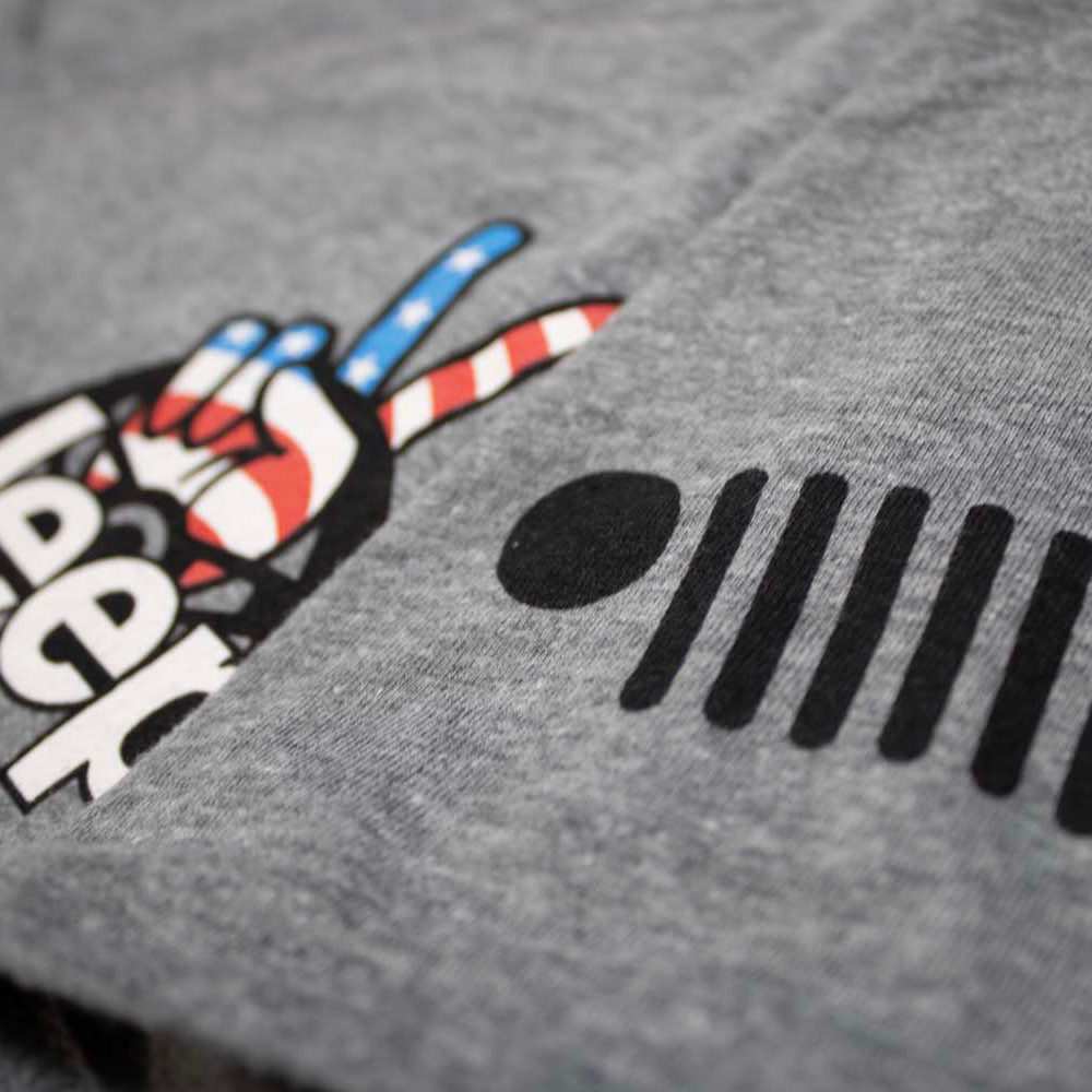 Ladies V-Neck Jeep® Wave USA - Graphite Heather: Heather Grey