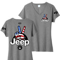 Ladies V-Neck Jeep® Wave USA - Graphite Heather: Heather Grey